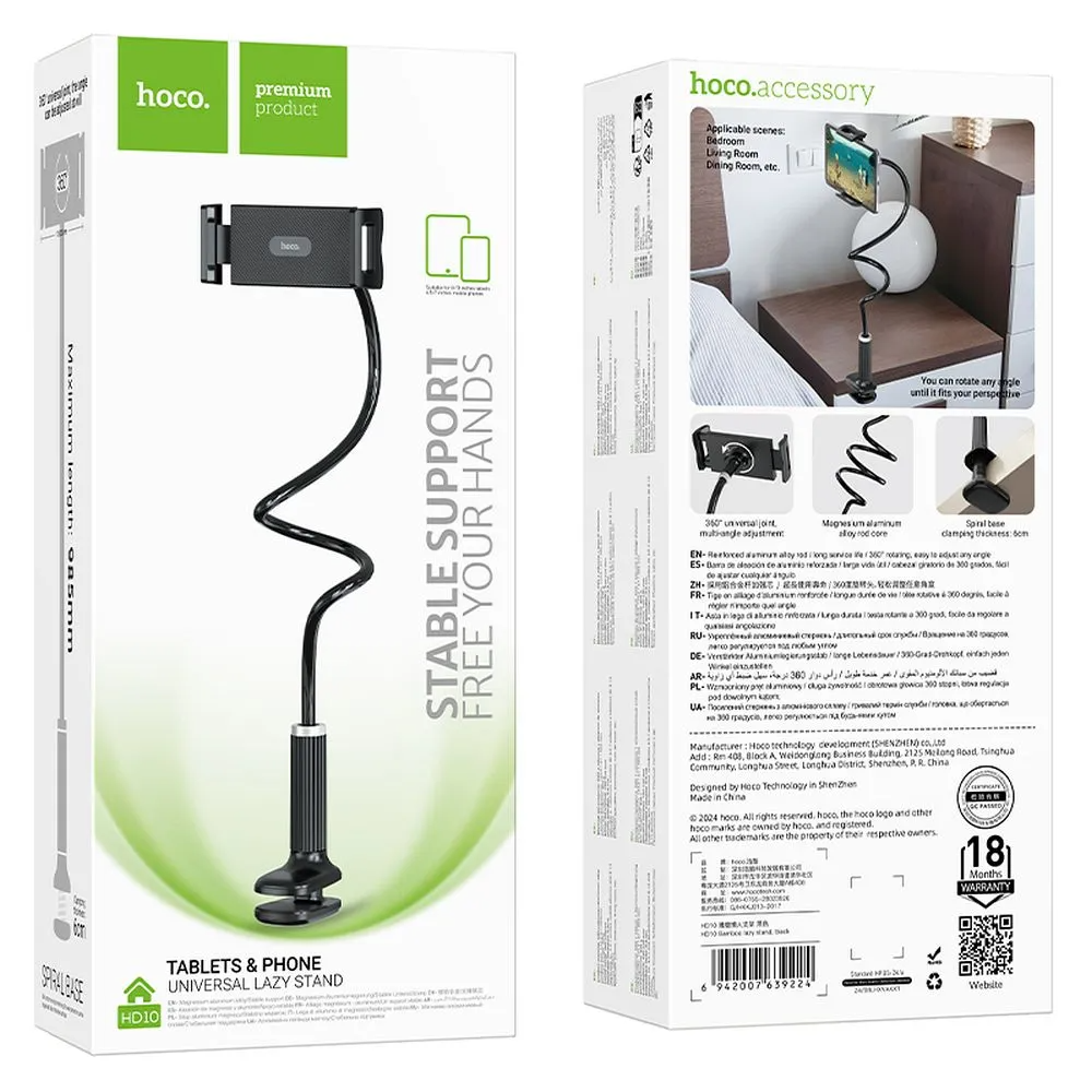 Support de bureau HOCO HD10, Universel, Noir