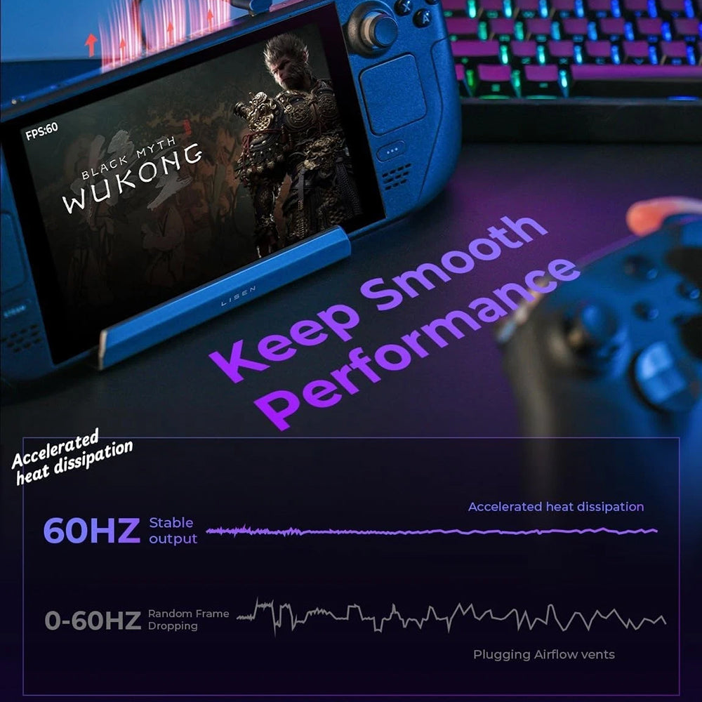 Hub Supporto con Cooler Lisen S1 per Console ROG / Lenovo / Razer / Aya / Logitech / Onexplayer Series, Nero YL0423110005