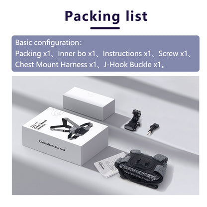 Support Poitrine Caméra Sport Techsuit JX-002 pour GoPro Series, Gris