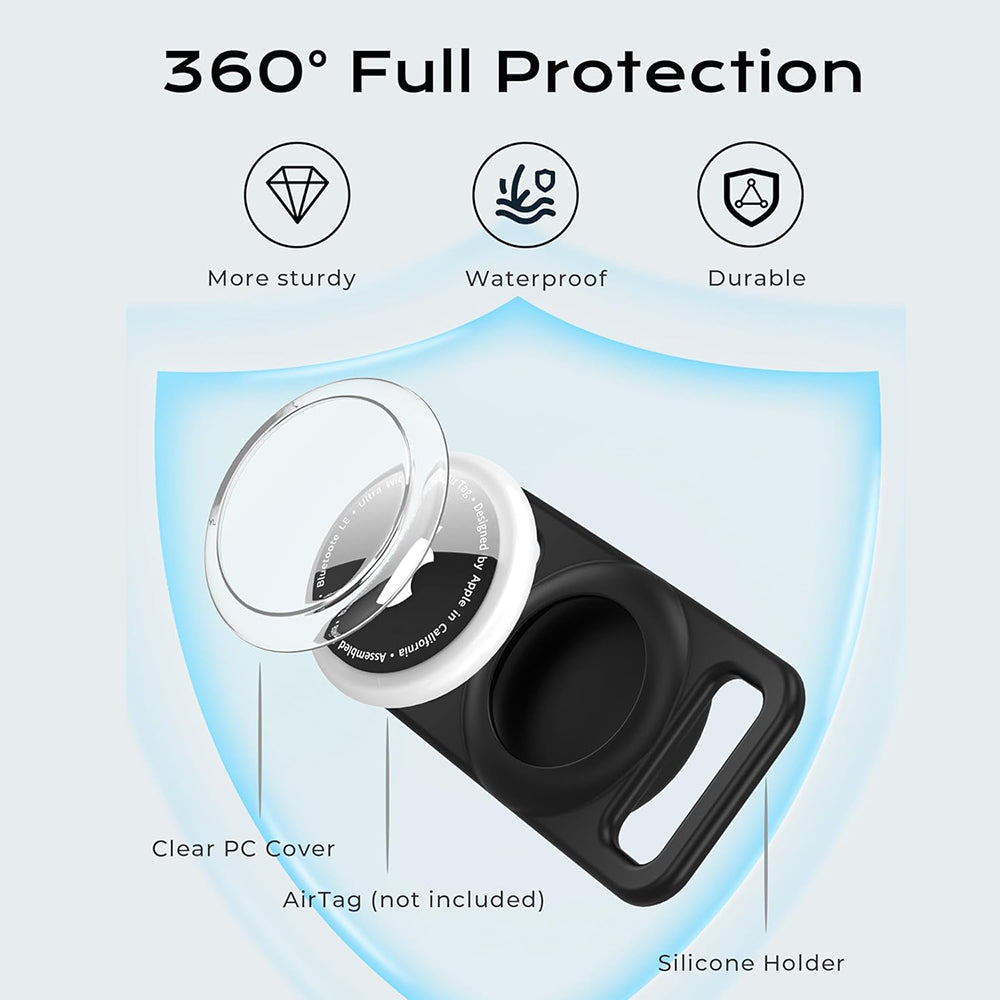 Support Techsuit BuddyGuard DG1 pour Apple AirTag au Collier d'Animal de Compagnie, Noir