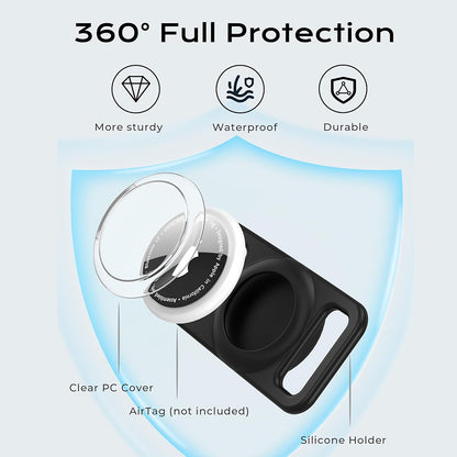 Support Techsuit BuddyGuard DG1 pour Apple AirTag au Collier d'Animal de Compagnie, Noir
