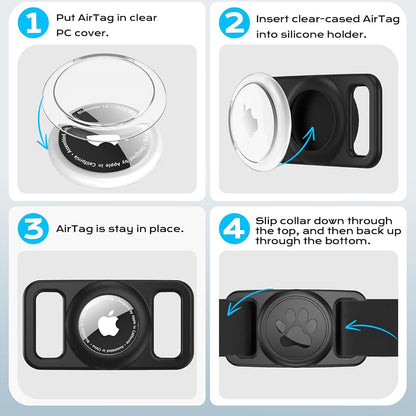 Support Techsuit BuddyGuard DG1 pour Apple AirTag au Collier d'Animal de Compagnie, Noir