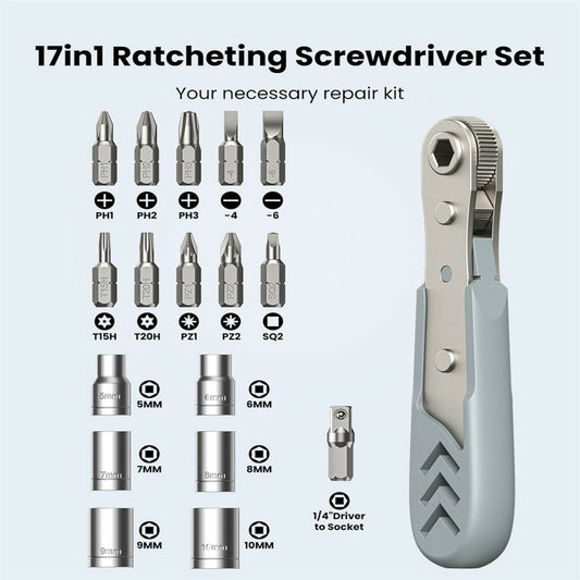 Cacciavite a Cricchetto Axth, 17in1, Grigio
