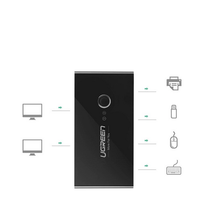 USB-Switch UGREEN US216 (30768) Two Sharing Box Neue Version, 4 x USB-A 3.0, Schwarz