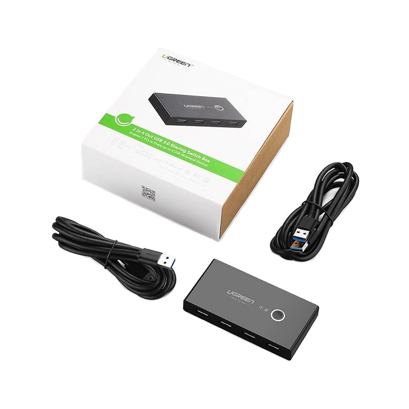 USB-Switch UGREEN US216 (30768) Two Sharing Box Neue Version, 4 x USB-A 3.0, Schwarz