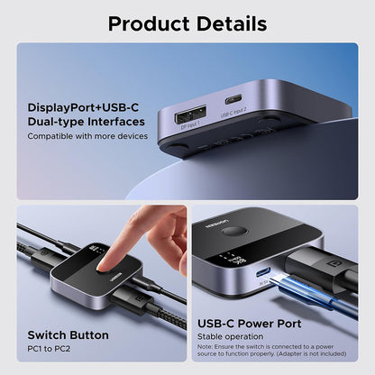 Switch Video DisplayPort / USB-C UGREEN 65878, Nero