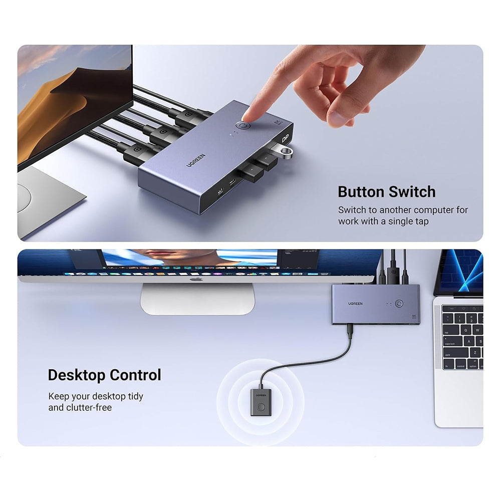 Commutateur Vidéo DisplayPort UGREEN CM695 (25962), Noir