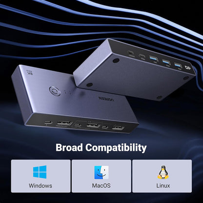 Commutateur Vidéo DisplayPort UGREEN CM695 (25962), Noir