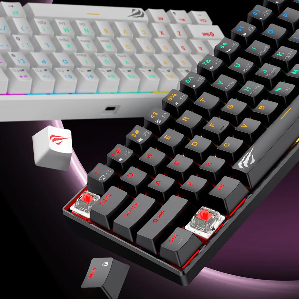 Tastiera Gaming HAVIT KB903L, RGB, 1.8m, Trasparente Bianca