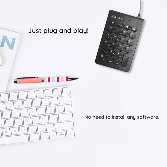 Clavier Numérique Filaire USB HAVIT KB223, 1.5m, Noir