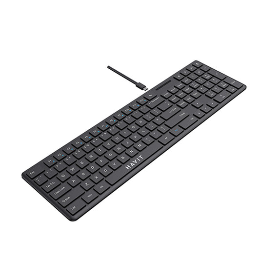 Clavier filaire USB HAVIT KB252, USB-C, 1.5m, Noir