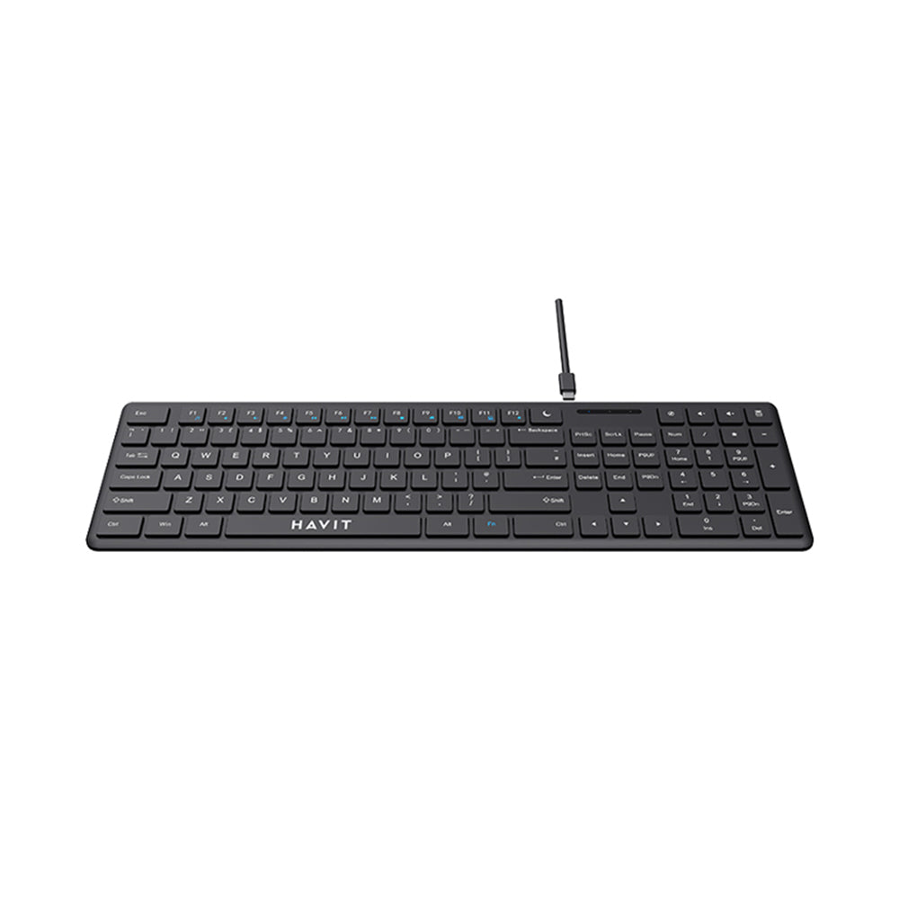 Clavier filaire USB HAVIT KB252, USB-C, 1.5m, Noir