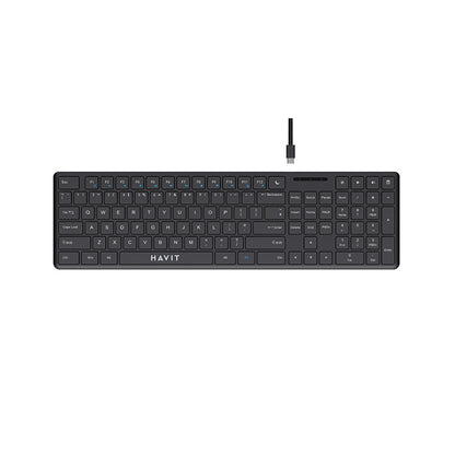 Clavier filaire USB HAVIT KB252, USB-C, 1.5m, Noir