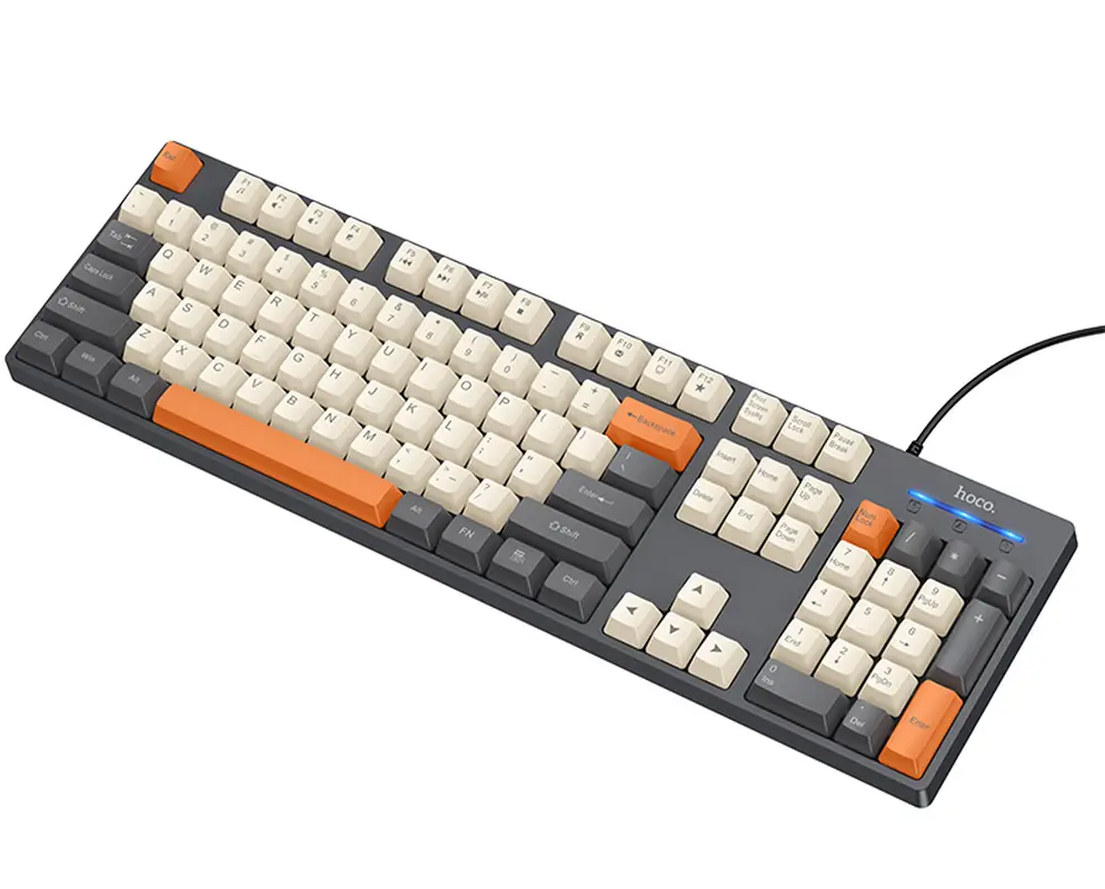 Clavier filaire USB HOCO GM61 Tri-Color, 1,45 m, Gris