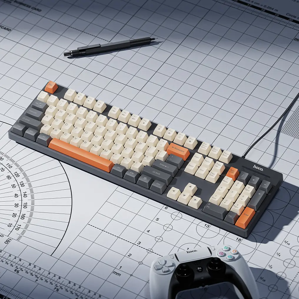 Clavier filaire USB HOCO GM61 Tri-Color, 1,45 m, Gris