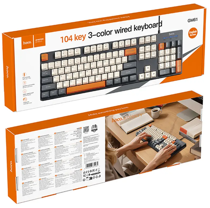 Clavier filaire USB HOCO GM61 Tri-Color, 1,45 m, Gris