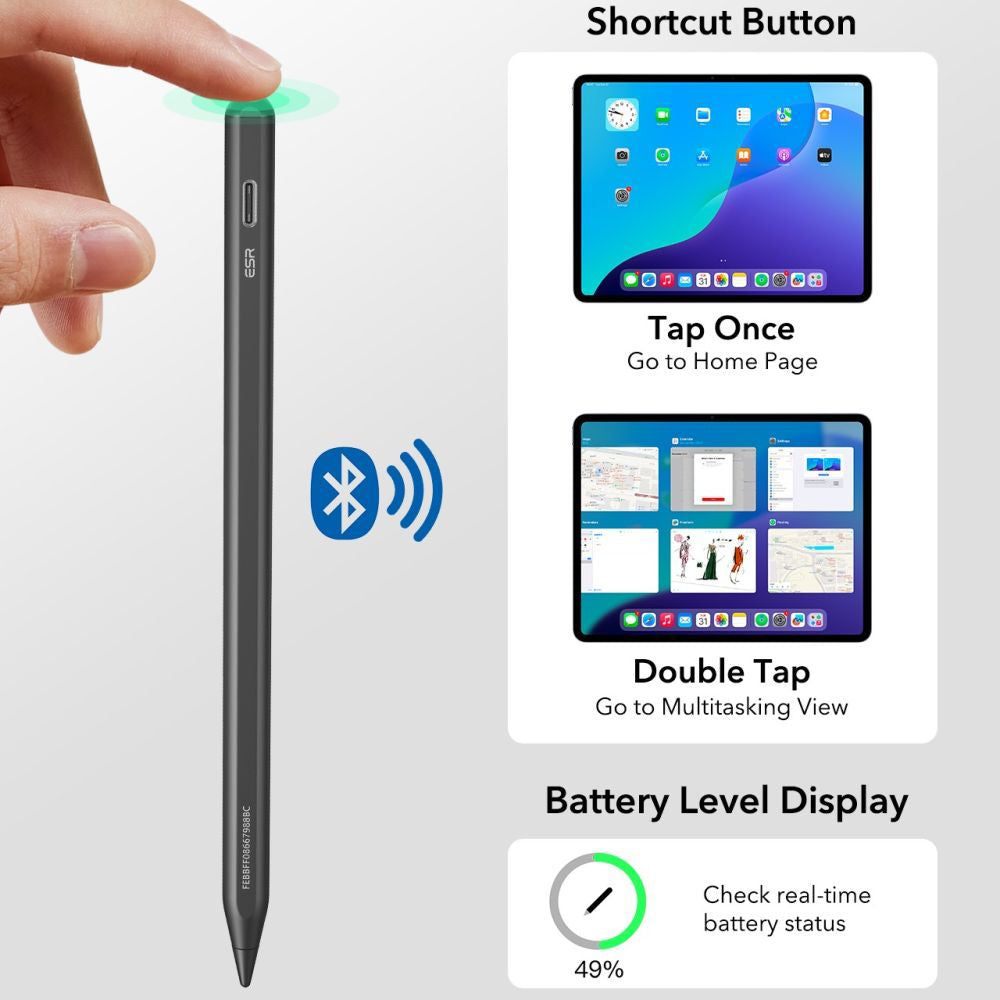 Touch Pen ESR Geo per Apple iPad, Versione Attiva, Nero