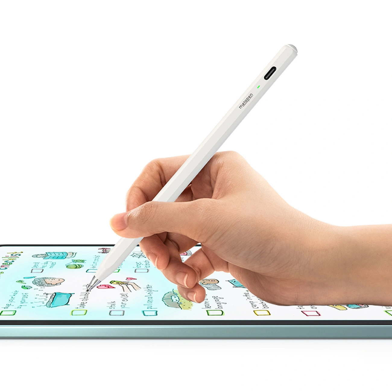 Stylet Metapen Air8 Pro pour Apple iPad, Version Active, Blanc ME-APP172