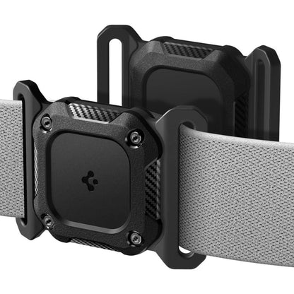 Haustierhalsband mit Spigen Tough Armor Halterung für Apple AirTag, Schwarz