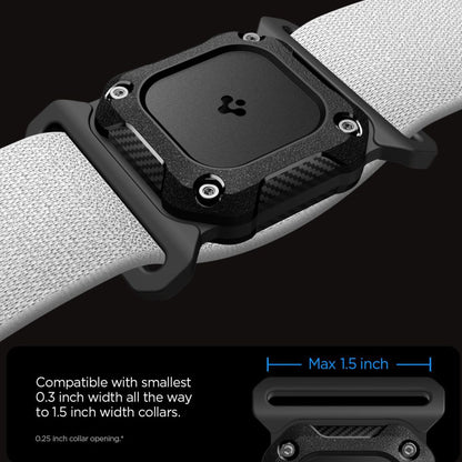 Haustierhalsband mit Spigen Tough Armor Halterung für Apple AirTag, Schwarz